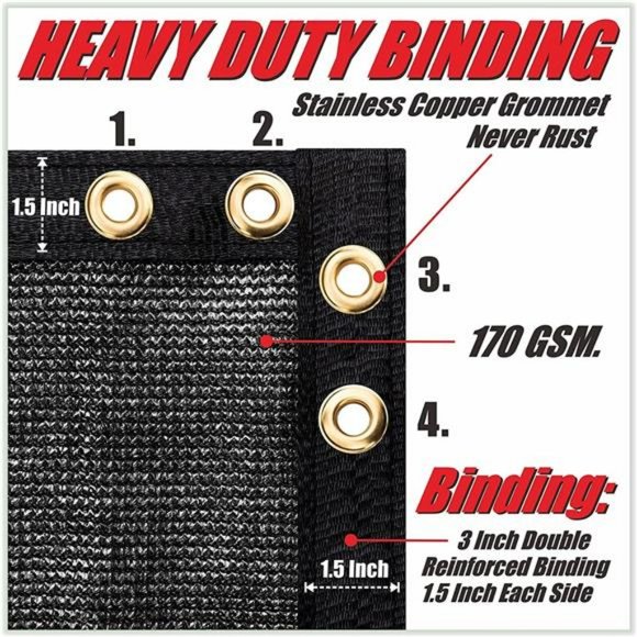 6' x 50' Black Fence Privacy Screen Windscreen Cover Fabric Shade Tarp Mesh - Picture 3 of 7